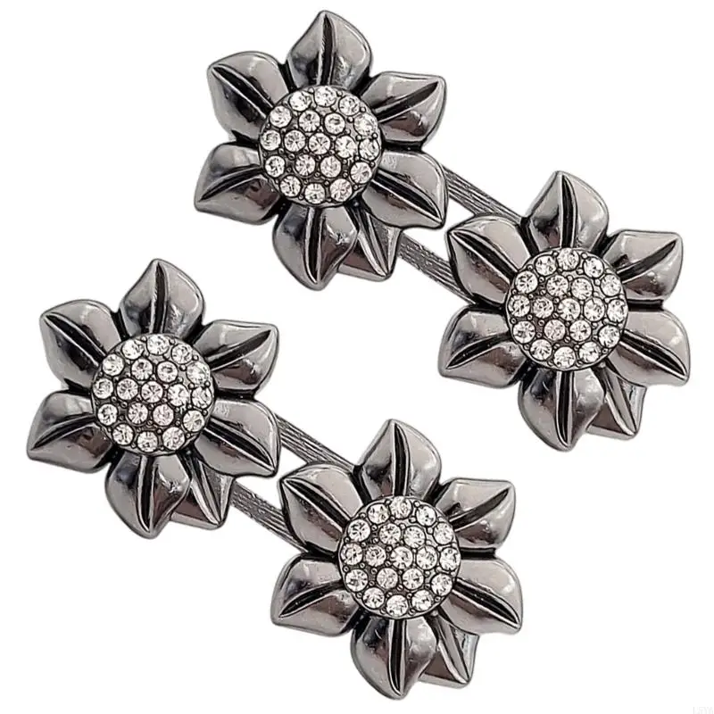 L5ya staccabile in lega lega Cincher Pulsante scintillante Crystal Flower Scap Closure NO Cucita Accessorio