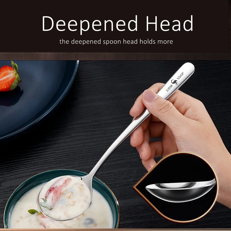 4 Pcs of LFGB Certificated 316L Stainless Steel Spoon 99.9% Anti-bacterial Children Soup Ladle Family Safe Reflective Tableware - Image 4