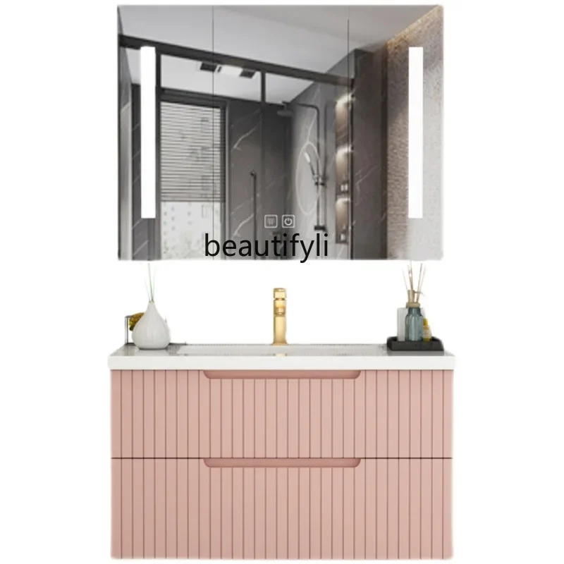 

Bathroom Cabinet Combination Table Basin Light Luxury Smart Bathroom Cabinet Wash Basin Mirror Cabinet