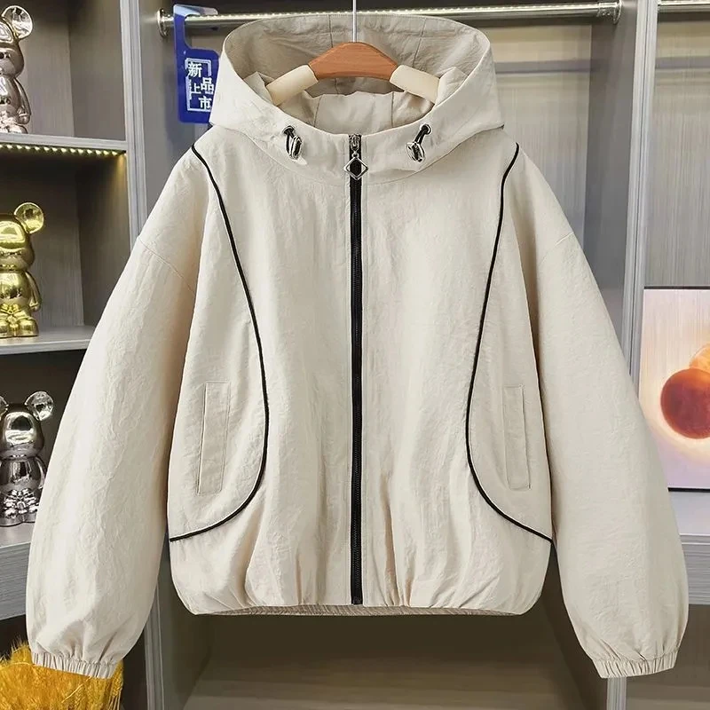 

2026 New Basic Coat Spring Women's Loose Short Hooded Jacket Casual Windbreaker All Match Tops Outerwear