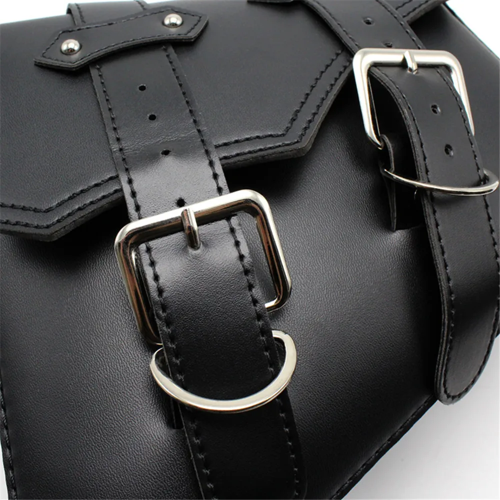 Motorcycle Side Saddle Bags PU Leather Swing Arm Tool Bag for Sportster XL883 1200 Honda Suzuki Universal Storage Saddlebags image 5