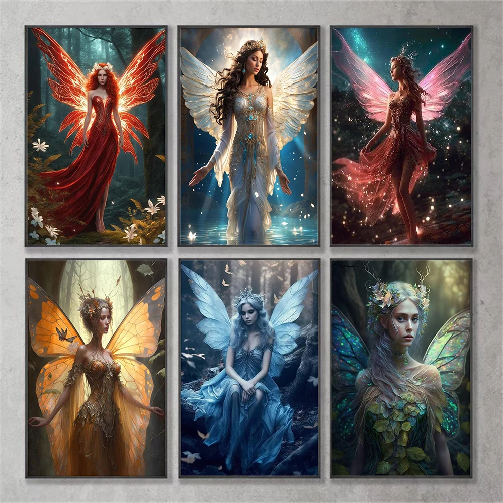 Abstract Canvas Painting Magic Fairy Poster Printing Fantasy Art Women Portrait Painting For Modern Home Decor No Frame