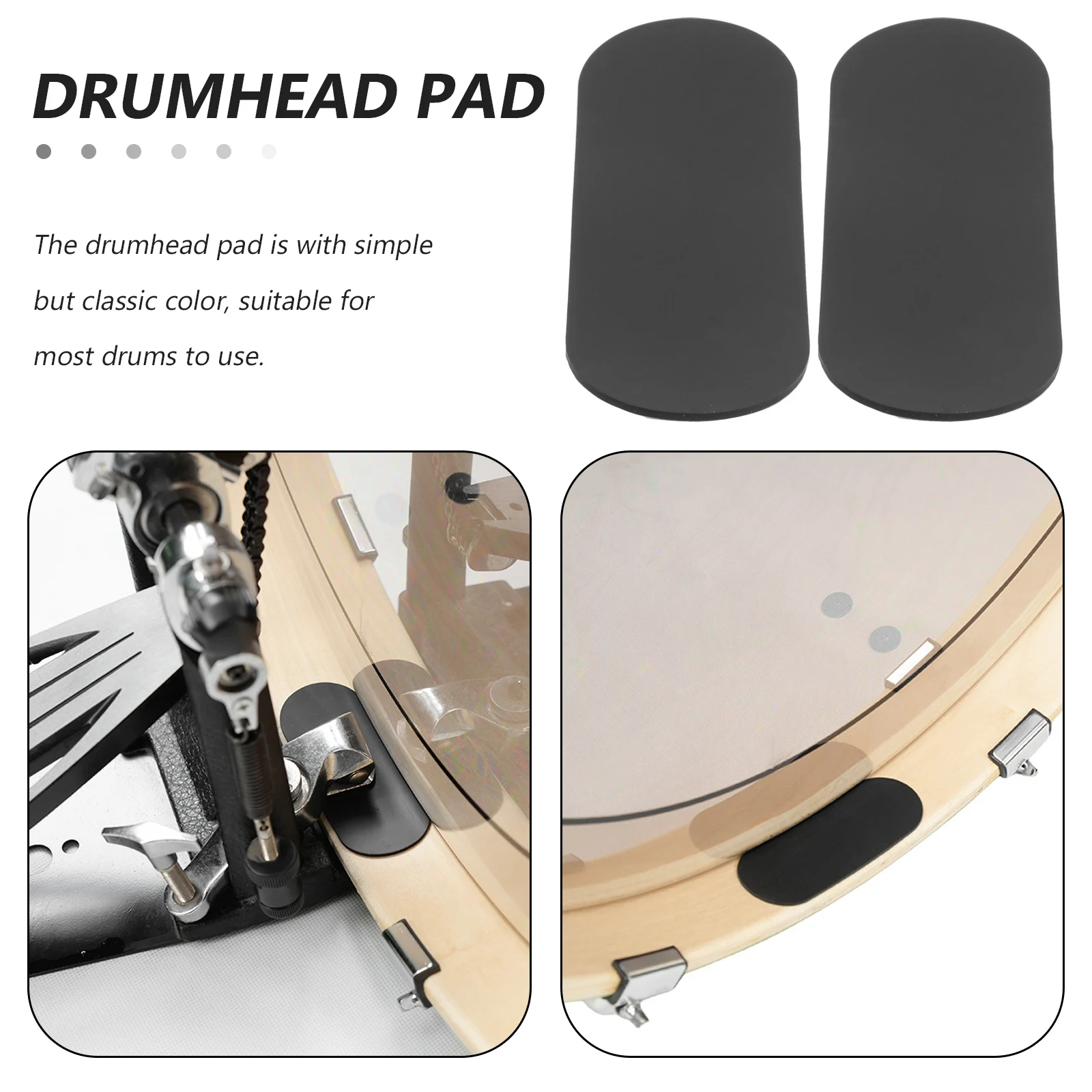 

2 Pcs Pad Drum Ring Protection Sticker Damper Pads Wooden Circle Drumhead Protector Drums