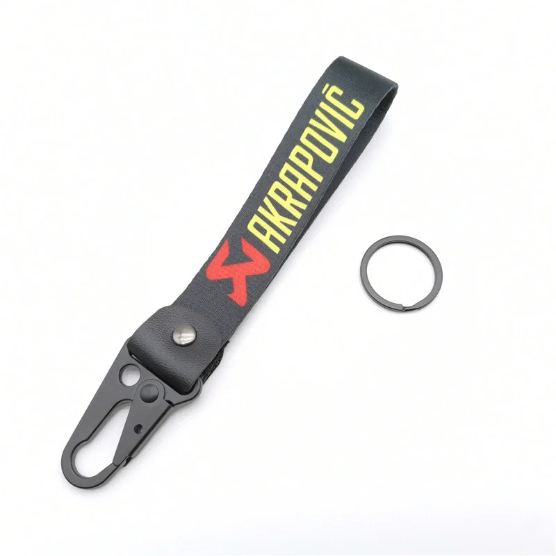 

Cloth Strips Fabric Art Textile Trailer With Lanyard Car Keychain For Akrapovic Badge Metal Pendant Motorcycle Key Chain