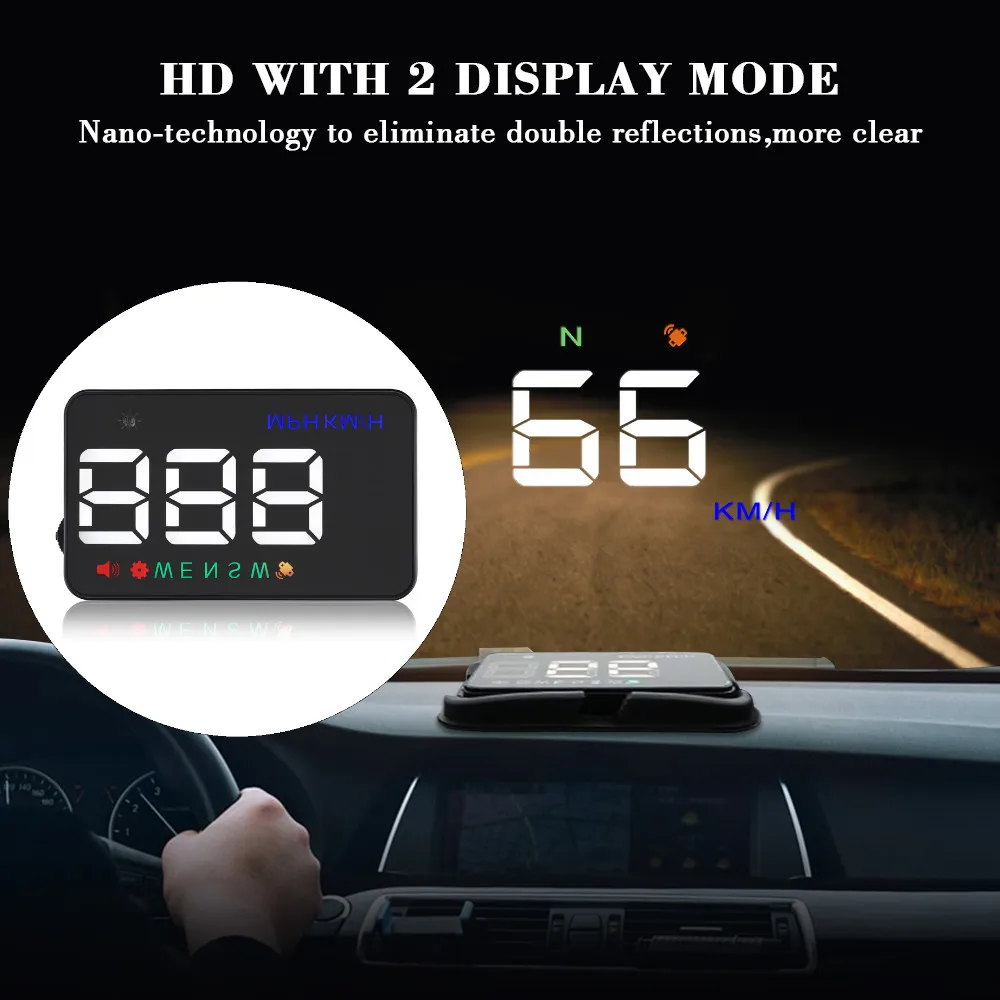 

A5 Универсальный HUD GPS дисплей на лобовое стекло Спидометр миль/ч бортовой компьютер hud Дисплей проектор на лобовое стекло охранная сигнализация