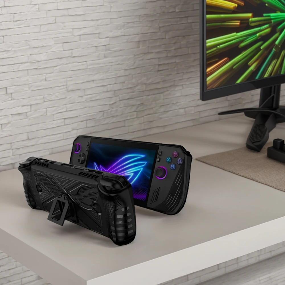ل ASUS ROG ALLY X لعبة وحدة التحكم الغطاء الواقي مع قوس لينة واقية غطاء المضادة للخدش حافظة من البولي يوريثان لعبة الملحقات