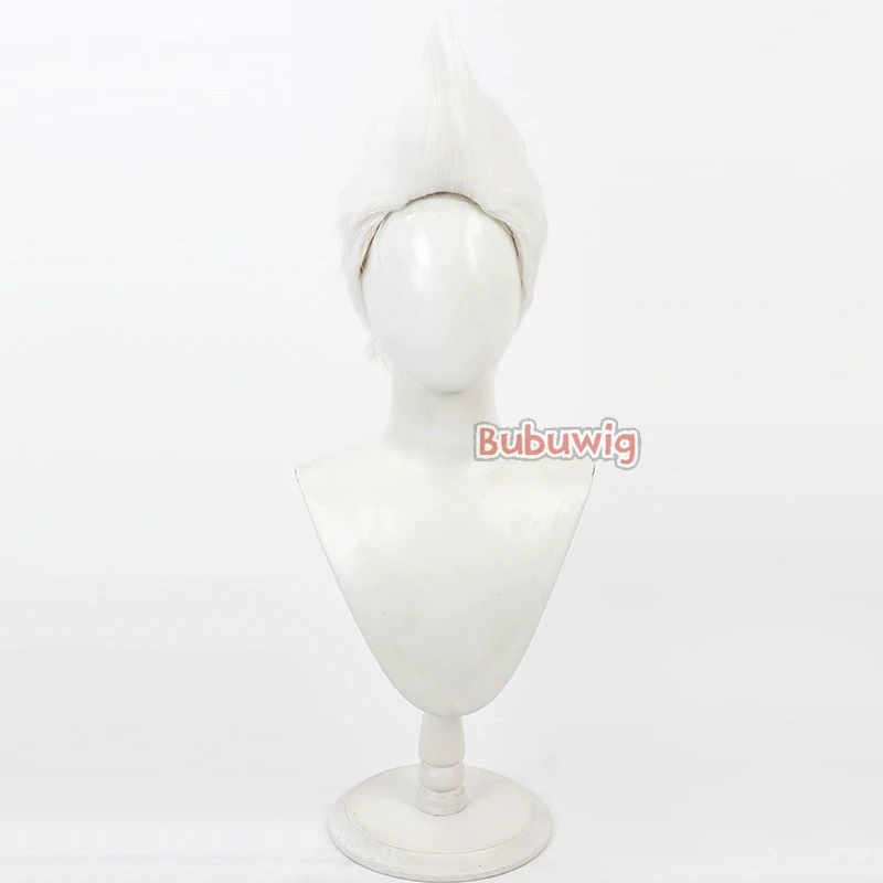 Bubuwig Synthetic Hair Arcane Ekko Cosplay Wigs Game LOL Season 2 Arcane Ekko 30cm Short Straight White Men Wig Heat Resistant