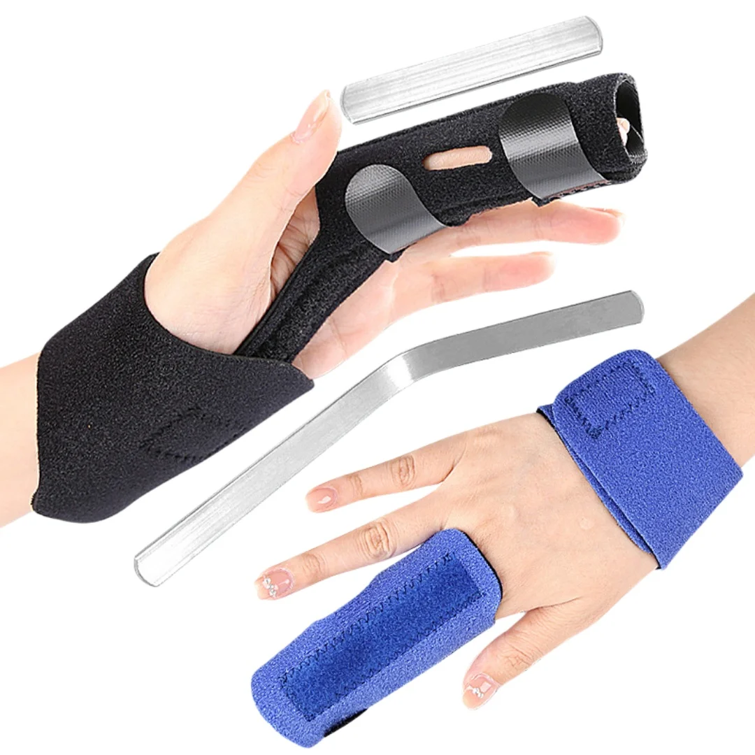 1pcs Adjustable Double Finger Fixing Strap with Aluminum Plate Finger Brace Finger Support Trigger Finger Splint Wrist Protector