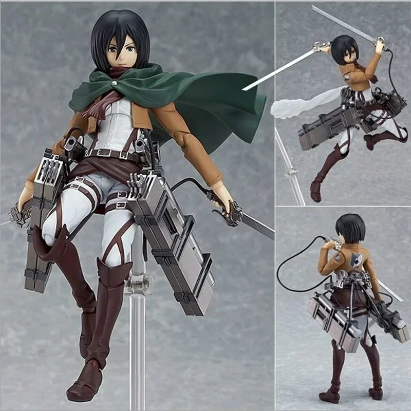 

IN stock New Anime Eren Mikasa Ackerman Levi Rivaille Figma 203 207 213 Dolls PVC Action Figure Collective Toys Model Gifts