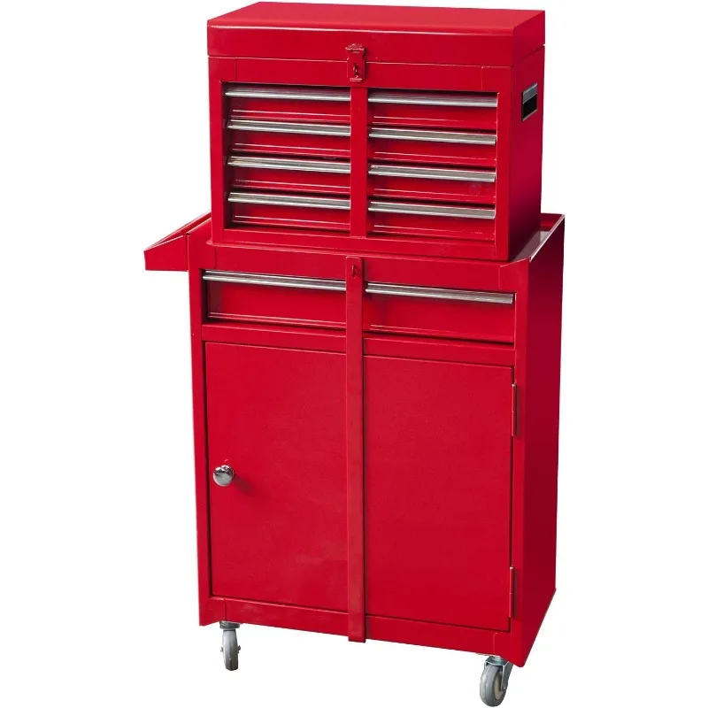 ATBT1204R-RED Detachable 4 Drawer Tool Chest with Large Storage Cabinet and Adjustable Shelf, 11