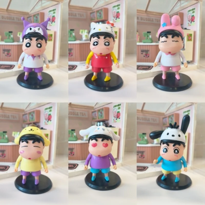 Hot Q-version Crayon Shin-chan Toy Anime Figure Model Hand-made Spot Egg Vending Machine Doll Gift  Decoration Room Ornament Gif