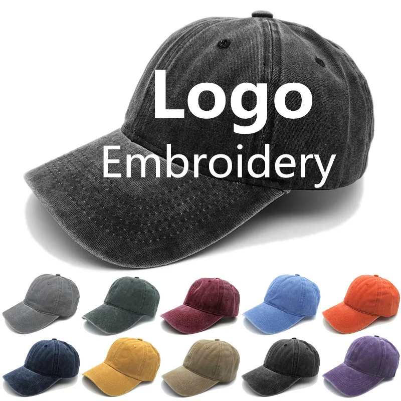 wholesale custom logo women's dad hat Outdoor cotton baseball cap embroidery sports hats Men Washed denim Trucker cap