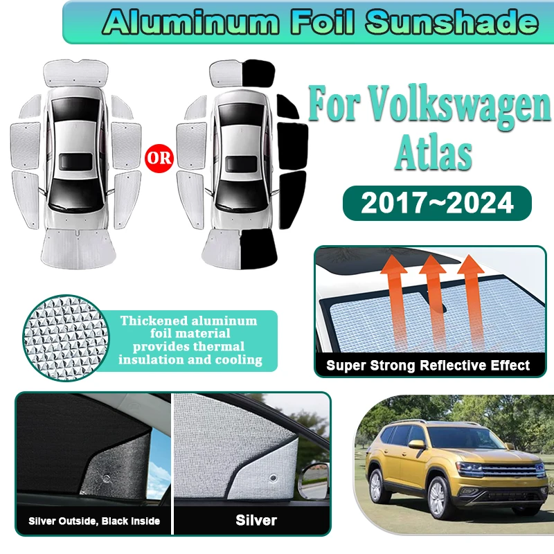 Car Sunshades For Volkswagen Atlas 2019 Accessories Teramont 2017-2024 Full Windshield Window Heat Insulation Sun Visors Shading