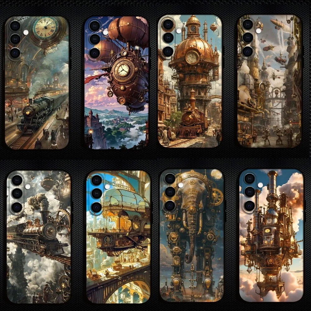 

Steampunk architecture Phone Case For Samsung Galaxy A73/A72/A71/A70/A53/A52/A51/Others Soft Black Shell