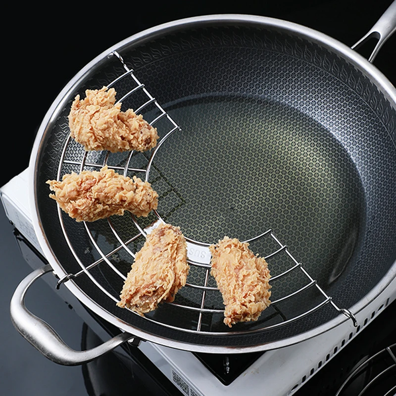 304 Stainless Steel Semicircle Pan Rack Thick Line Hanging Frying Drain Kitchen Insulation Steam Pot Line Holder