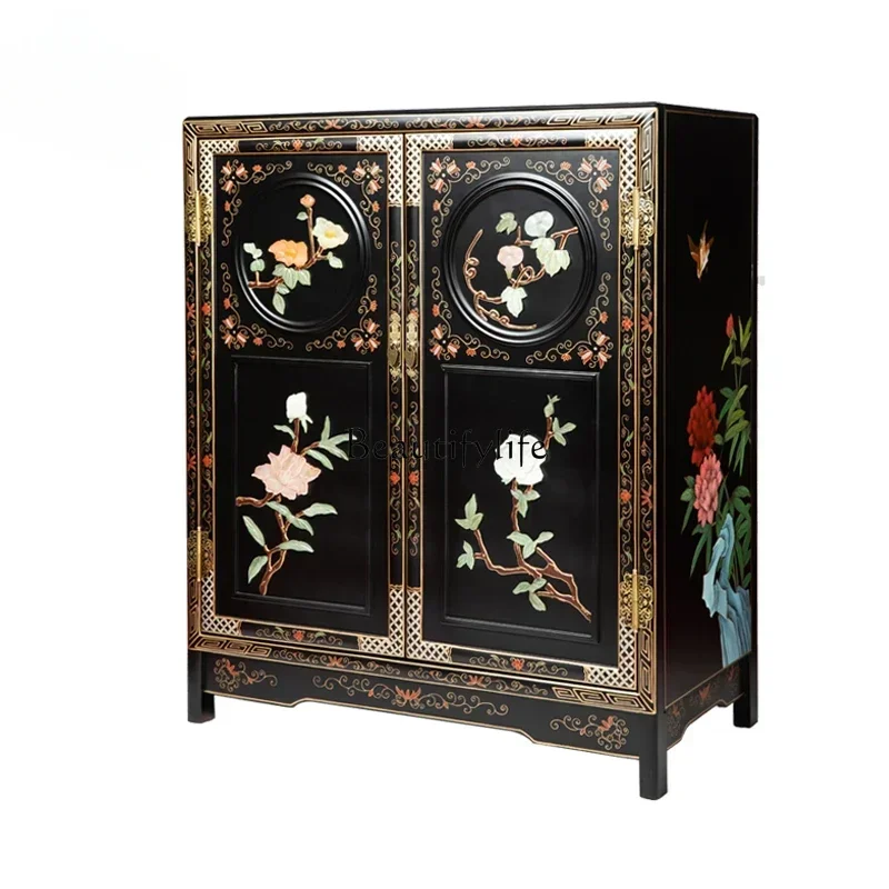 LXTraditional Classical Antique Reproduction Furniture Black Rosewood Small Cabinet Entrance CabinetSSS