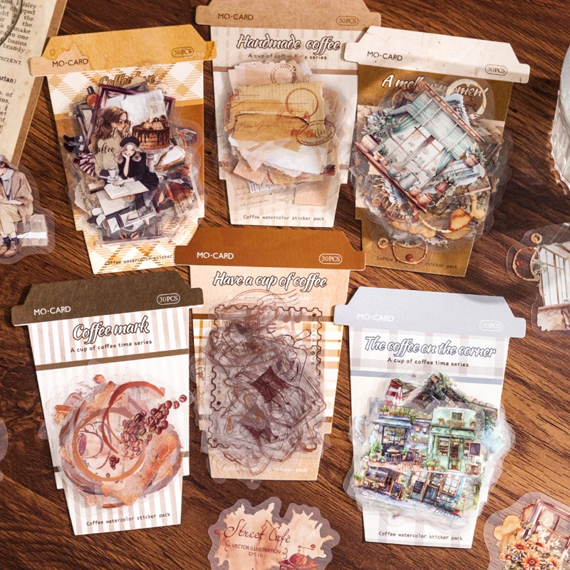 

Mr Paper,90sheets/bag White Ink Sticker Pack - A Cup of Coffee Time Series kawaii stickers stationery sticker planner stickers