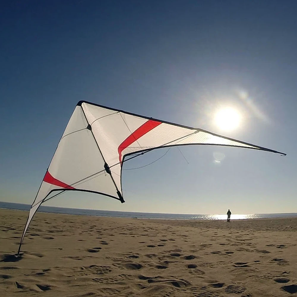 Cometa acrobática Freilein Breeze de 9KM, cometas enmarcadas de doble línea fantasma de 2,15 m, correa para la muñeca para deportes de playa + 2x30m x 90lb, líneas de espectro + bolsa