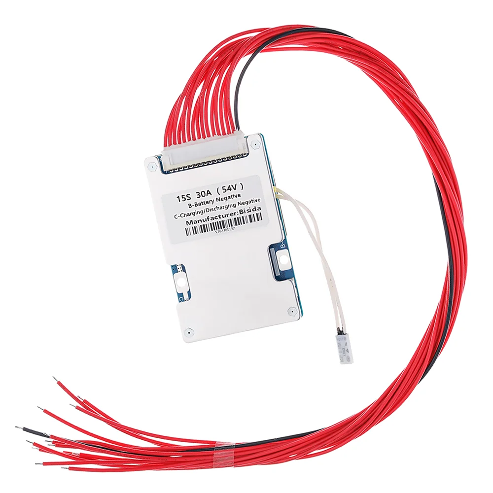 Bisida 15S BMS 54V Li-ion PCB Protection Board with Balance Wire and NTC, Common Port For Lithium-ion Battery Pack