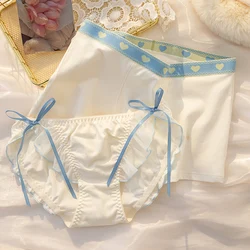Couple Underwear Cute Japanese Bow Student Love Valentine's Day Gift Pure Cotton Crotch Triangle Pants Lolita Briefs