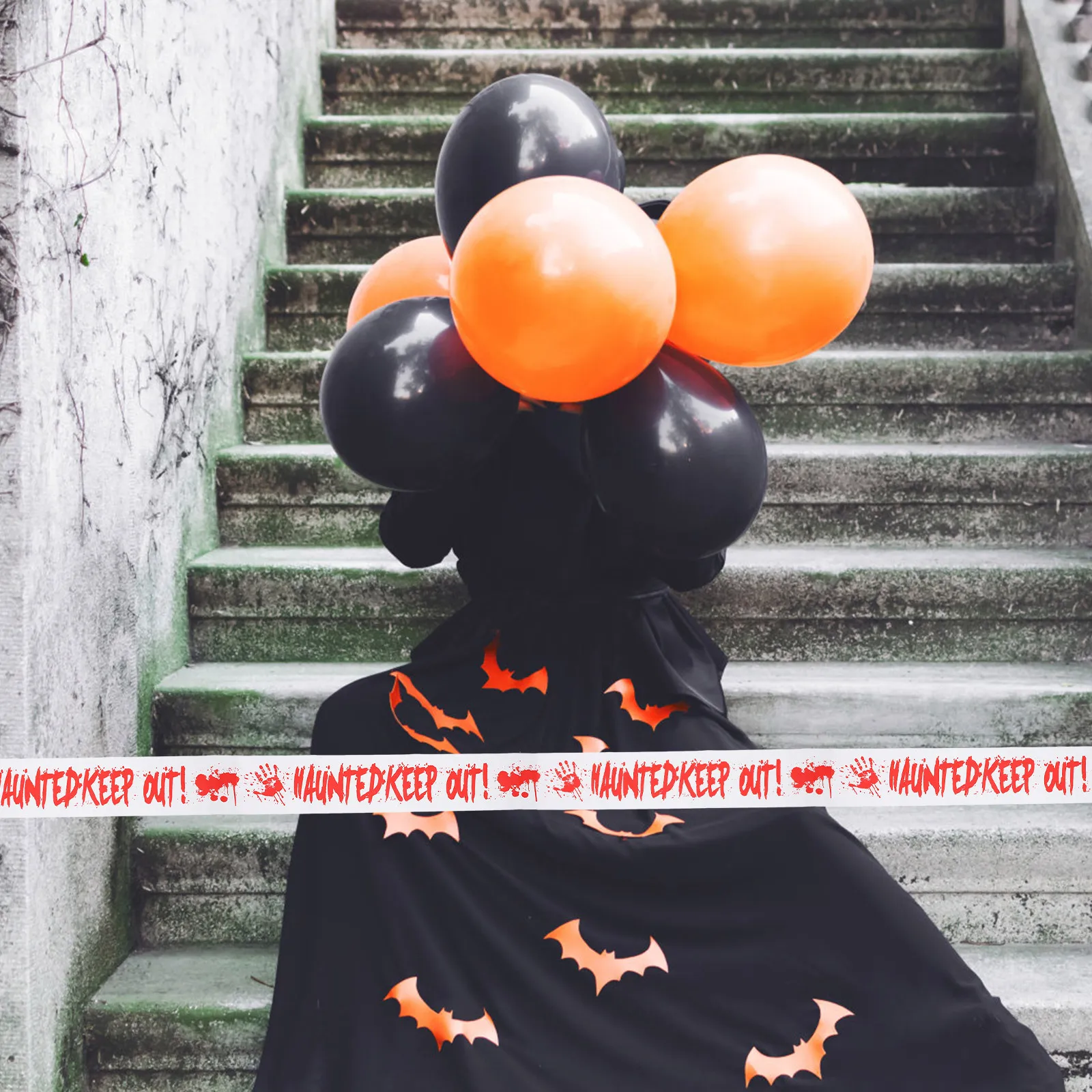 

1 Roll Warning Tape Pe Non Adhesive Barrier Tape For Halloween Decorations Haunted House Party Supplies Safety Isolating Line