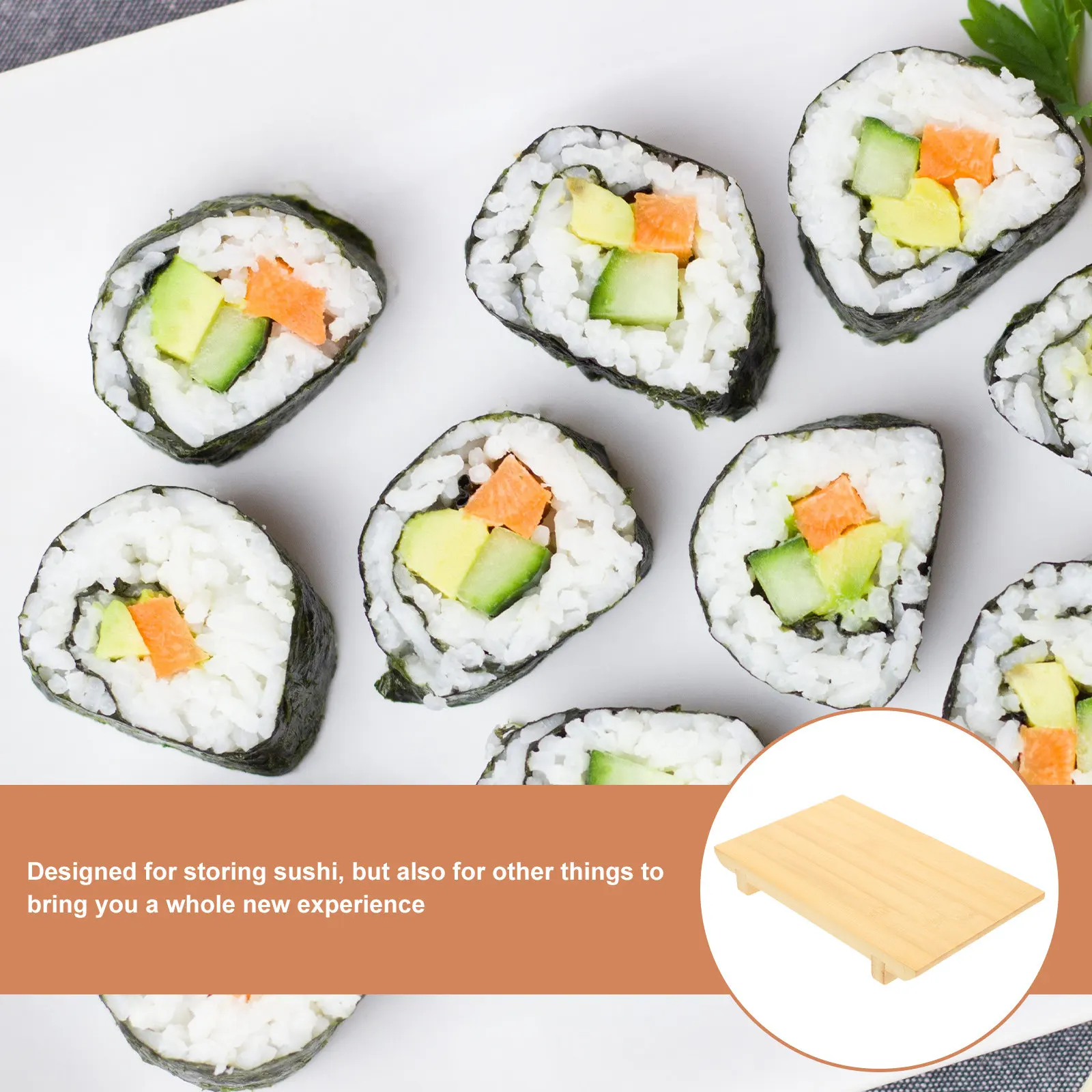 Bamboo Sushi Serving Tray Rectangular Food Platter for Desserts Snacks Home Party Catering