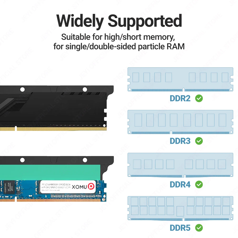 JEYI DIY Memory RAM Heatsink With Thermal Pads, Desktop RAM Cooler DDR Radiation Dissipate for PC DDR2/DDR3/DDR4/DDR5
