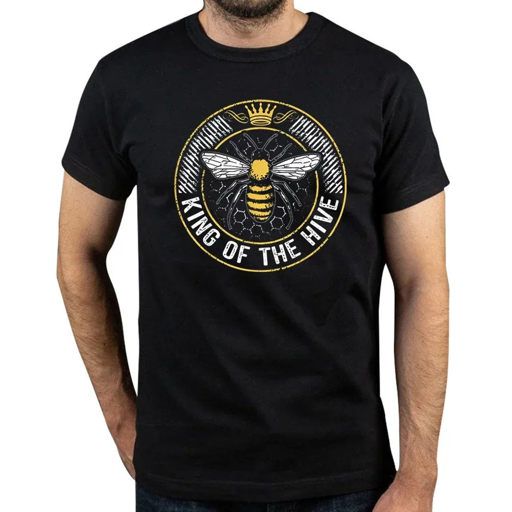 

Funny King Of The Hive Beekeeper Bee Lover Honey T Shirt Beekeeping Graph Cotton Streetwear Short Sve Gifts T-shirt Men