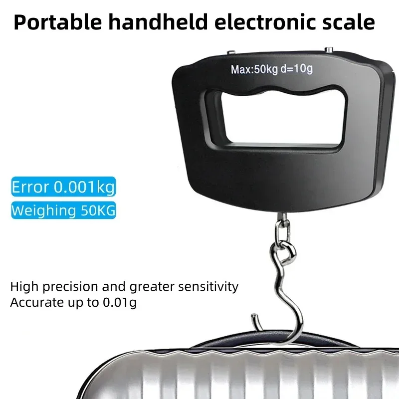 50kg Portable Handheld Luggage Scale - 10g Precision Electronic Hanging Scale for Travel Fishing Delivery