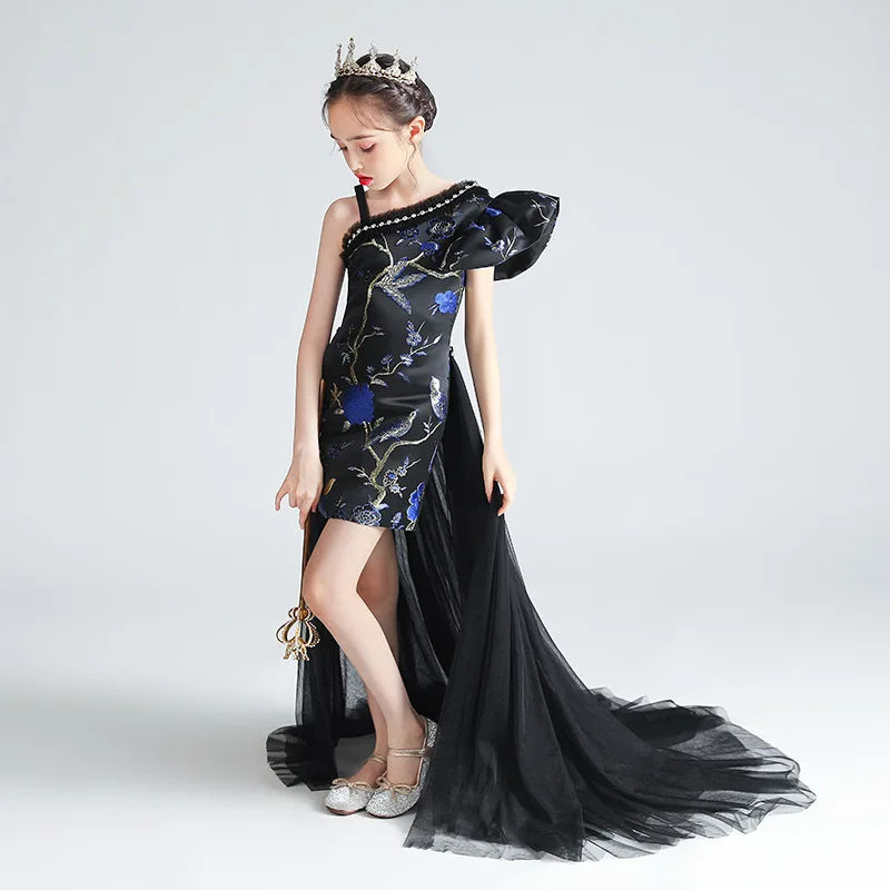 Prom Dresses For Black Girls Evening Sequins Trailing Dress Kids Elegant Gowns Teen Party Dresses Children Mermaid Sexy Vestidos