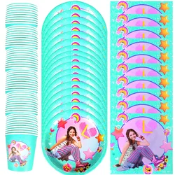 60pcs/lot Soy Luna Theme Cups Plates Napkins Happy Birthday Party Kids Girls Favors Decorations Baby Shower Tableware Set