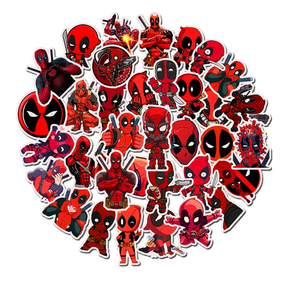 35PCS Disney Deadpool Stickers Movie Anime Marvel Book Laptop Motorcycle Kawaii Cartoon Graffiti Sticker Pack Kids Toy Gift