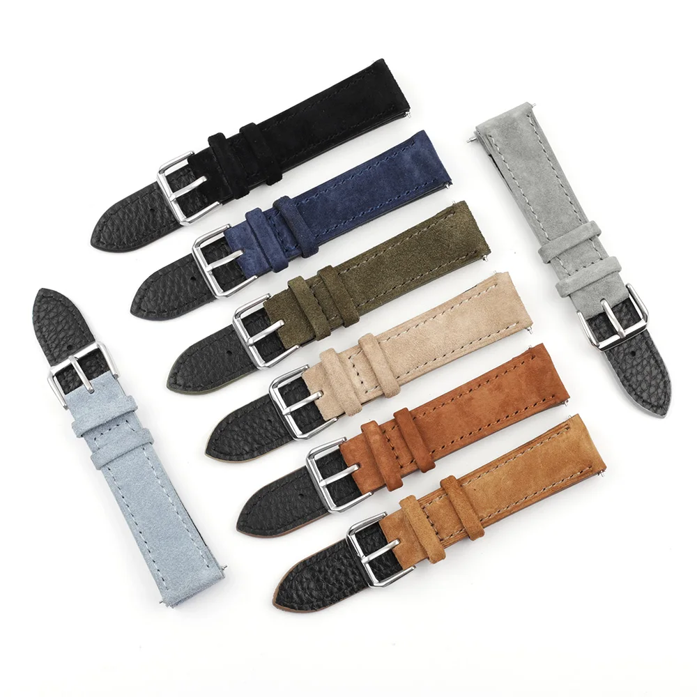 Soft Suede Watch Band 18mm 19mm 20mm 22mm 24mm Blue Brown Watch Straps Stainless Steel Buckle Watch Accessories