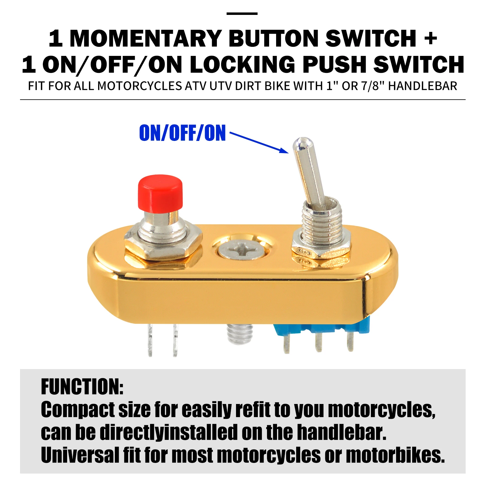 Motorcycle 7/8" 1" Handlebar Mini Switch ON/OFF/ON Toggle Push Button Block For Harley Touring Softail Sportster Bobber Chopper - Image 4
