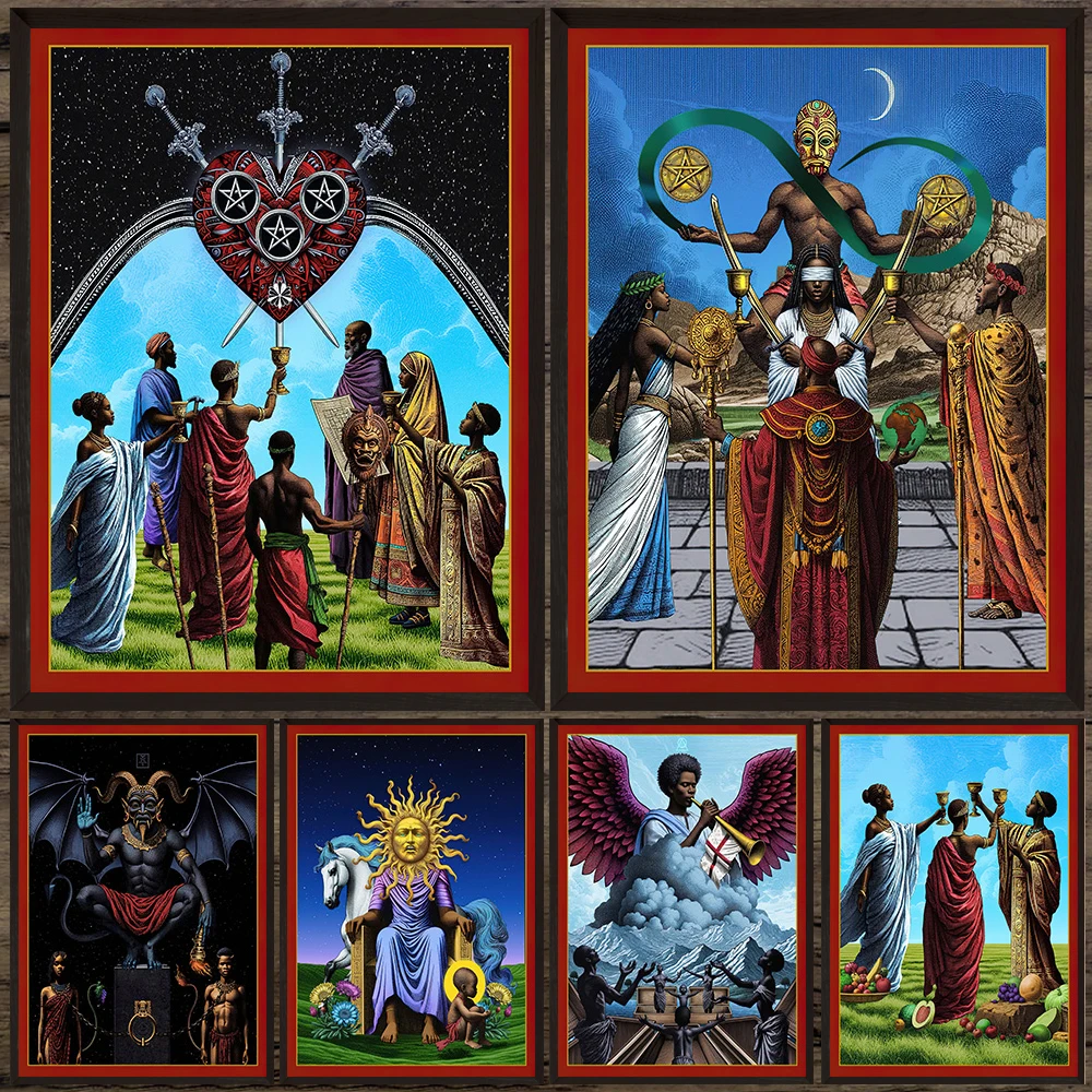 

Mysterious Divination Tarot Cards Abstract Wall Art Canvas Painting,Destiny Tarot Art Poster And Print Home Decoration Unframed
