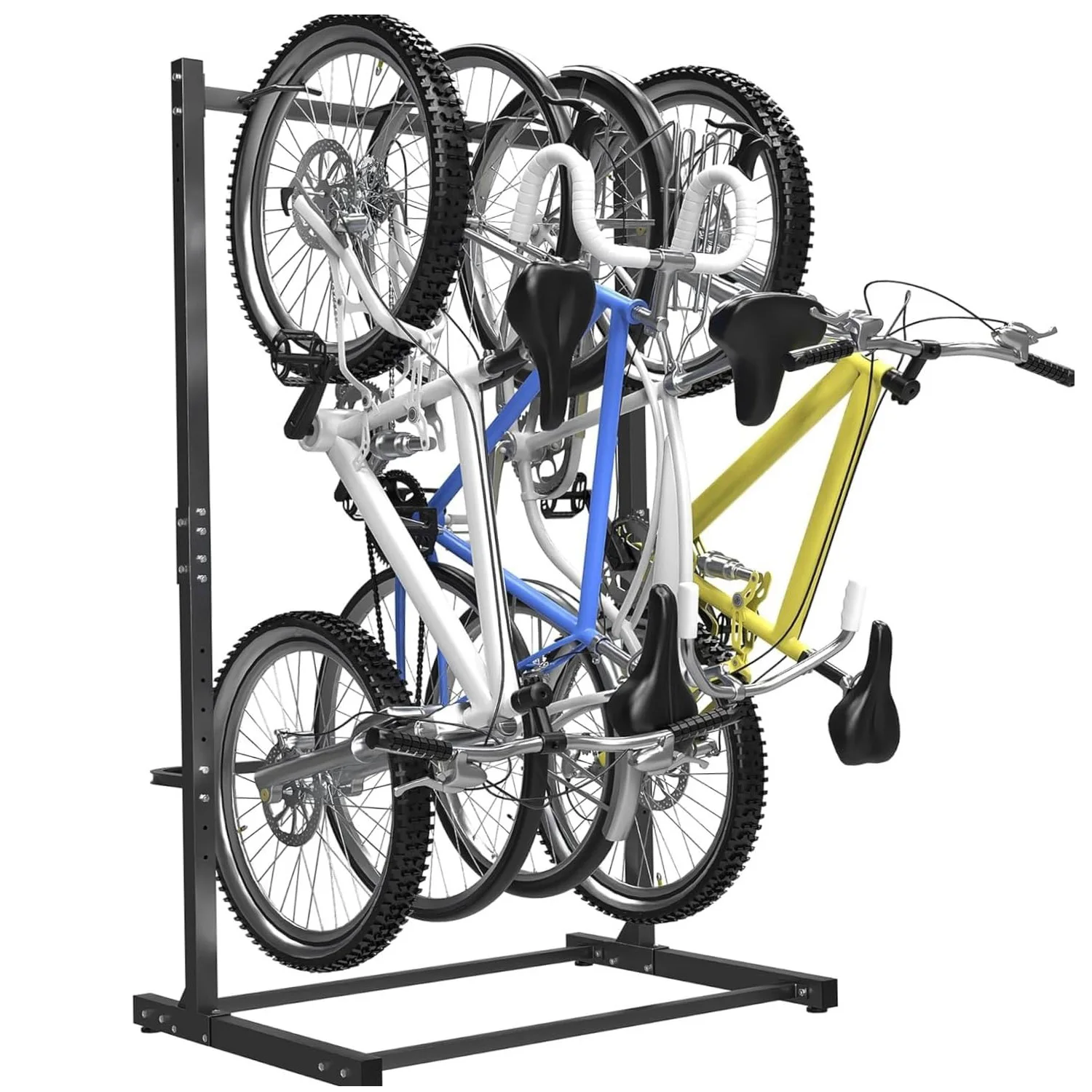5 Bike Stand Rack Freestanding Bike Rack Garage Bike Storage Organizer | Heavy Duty Bicycle Floor Parking Stand, Height Adjustable 300 Lbs Capacity for Mountain Road Kids Indoor Outdoor Black