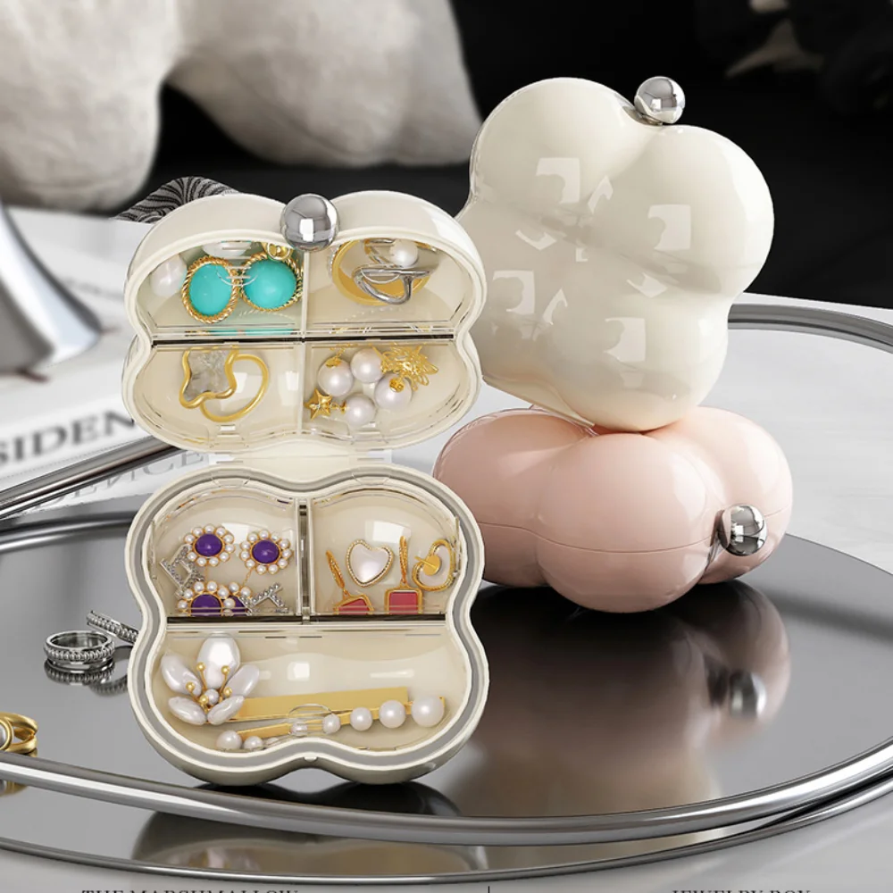 Mini Pill Boxes Moisture-Proof Jewelry Storage Box Three-Layer Sealed  Cute Portable Small Storage Containe Marshmallow Shape