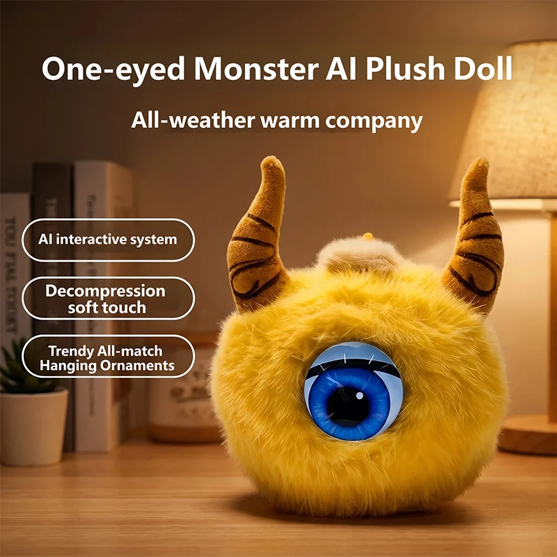 AI Smart Talking Plush Toy One-Eyed Monster Interactive Voice Chat Doll Rechargeable Kids Companion Early Education Birthday Gif