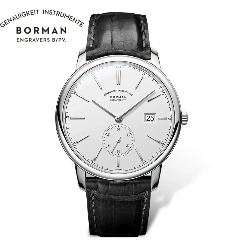 

BORMAN Men Luxury Minimalist Mechanical Watch 9.7mm Ultra Thin Sapphire Crystal Male Wrist Automatic Watches Leather