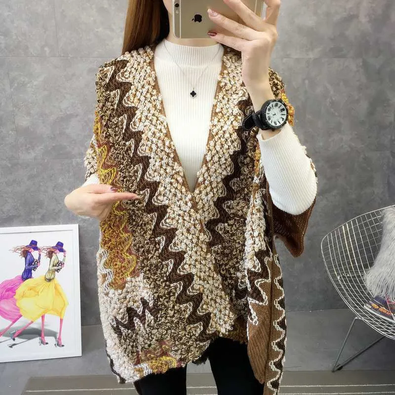 WeHello-Bohemian Knitted Cardigan, Thick Thread, Ethnic Style, Versatile Shawl, Sweater Coat, Autumn, Winter, New