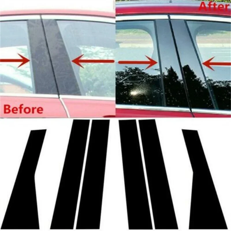 6pcs/set For Jeep Cherokee KL 2014-2018 2019 2020 2021 2023 Glossy Black Car Door Window Pillar Center Post Trim Stickers Parts view 3