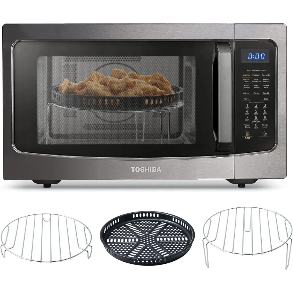 Forno de microondas com sensor inteligente, convecção, Air Fryer Combo, função Mute, memória de posição 13.6 "Turntable,1.5 Cu Ft,1000W