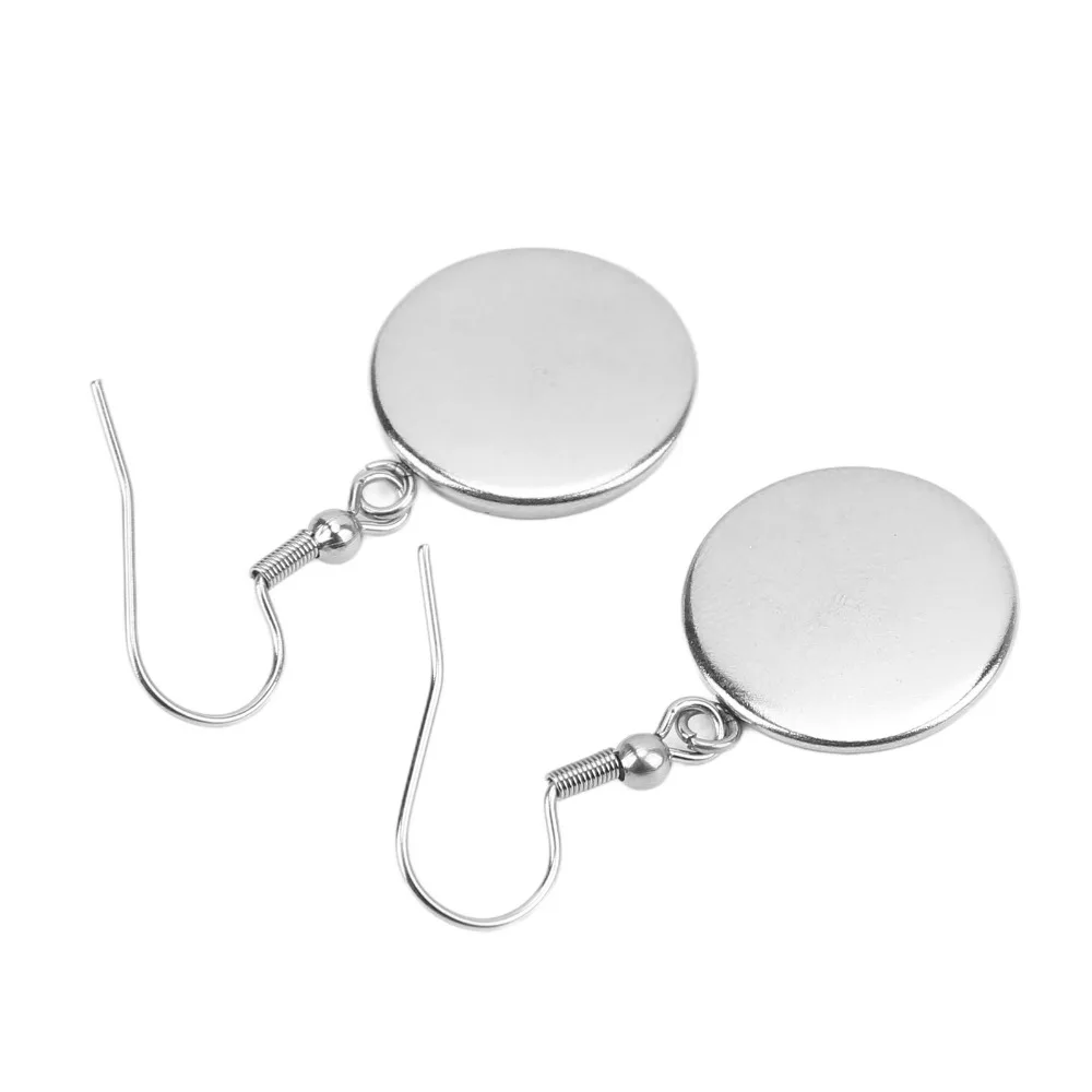 20pcs Stainless Steel Earring Blank Bezels 16mm Partially Prepared Products Jewelry DIY Accessory Silver