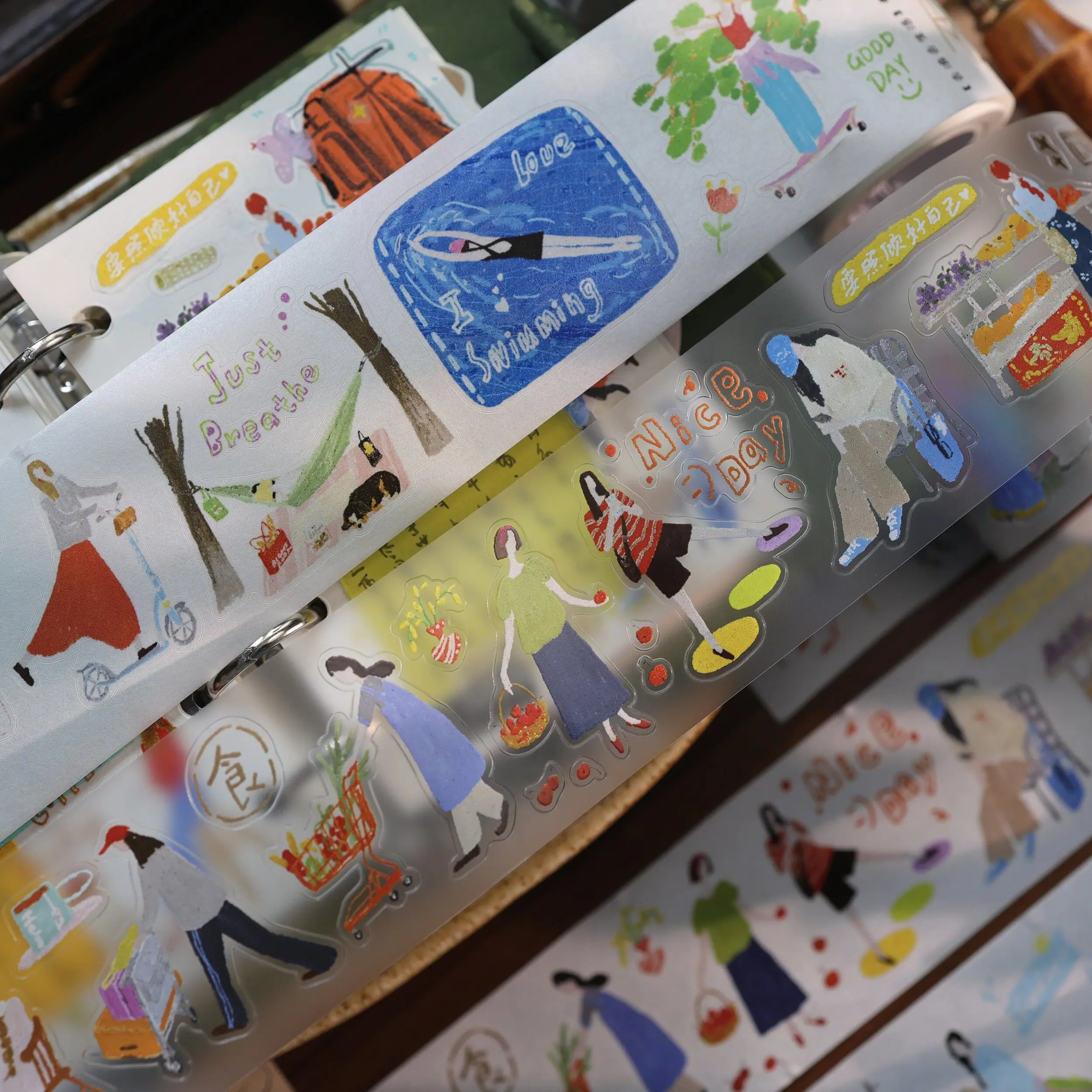 Salt Style PET Washi Die Cut Sticker Tape Go Live Life Theme for Journal Scrapbooking DIY Craft Decoration