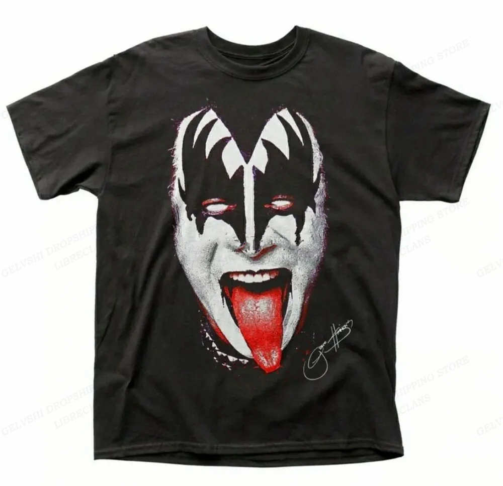 Vintage Kiss T Shirt Men Women Fashion Cotton T-shirt Punk Clothes O-Neck Tees Horror Harajuku Tops Rock Band Kiss Tshirt Boy