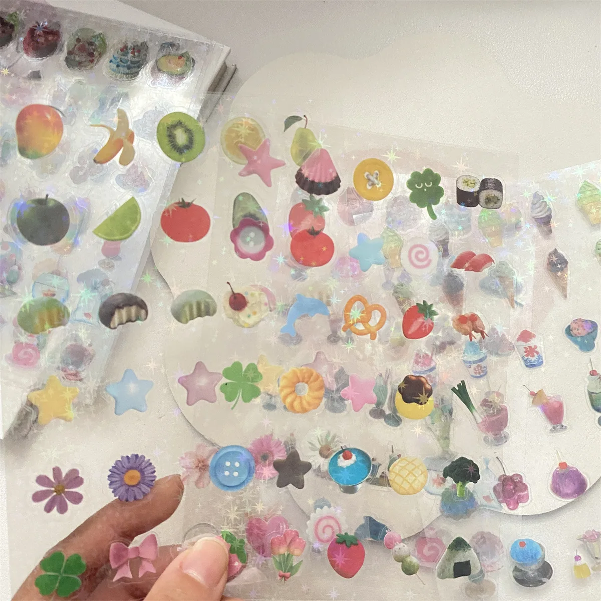 عالية المظهر دولفين الصودا الآيس كريم الكرتون قطع لاصق غشائي مزدوج شفاف ليزر ستار كتيب ديكور المواد ملصق #5