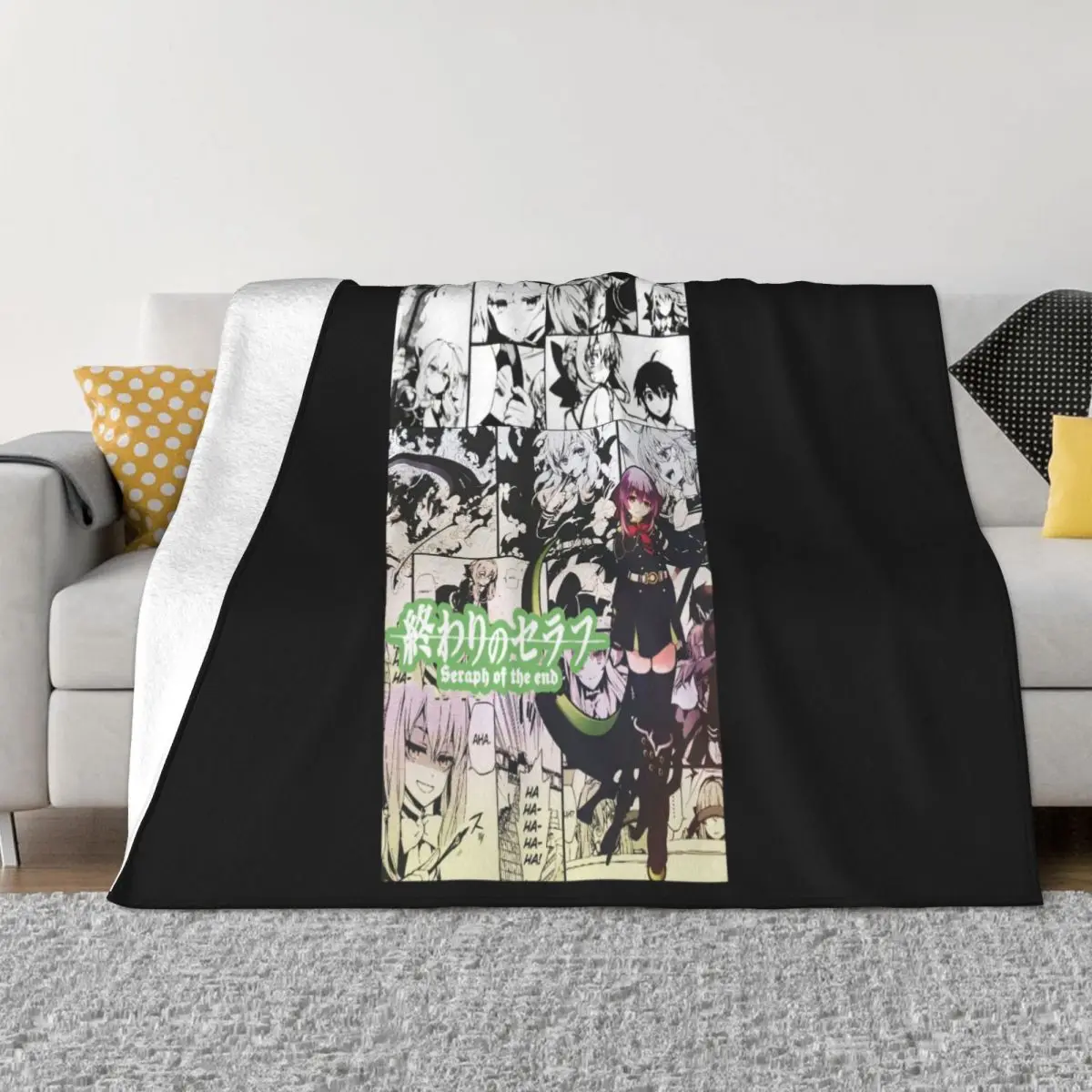 Seraph Of The End Shinoa Manga Strip Anime Unisex All Sizes On Sale Basic Brand Style Throw Blanket