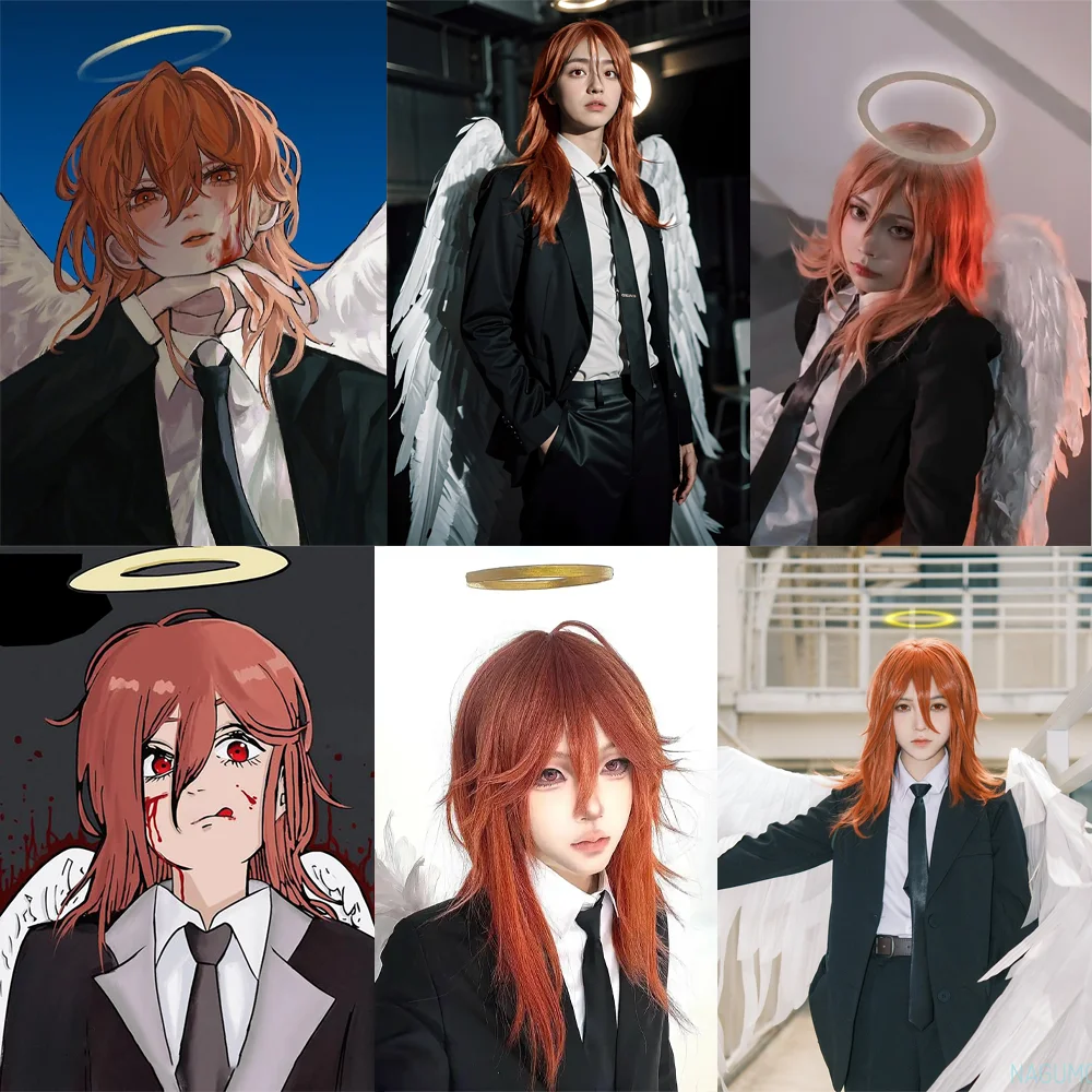 Anime Chainsaw Man Angel Devil Cosplay Synthetic Hair Layered Slightly Curly Suitable Daily Party Role Play Heat Resistant Wig