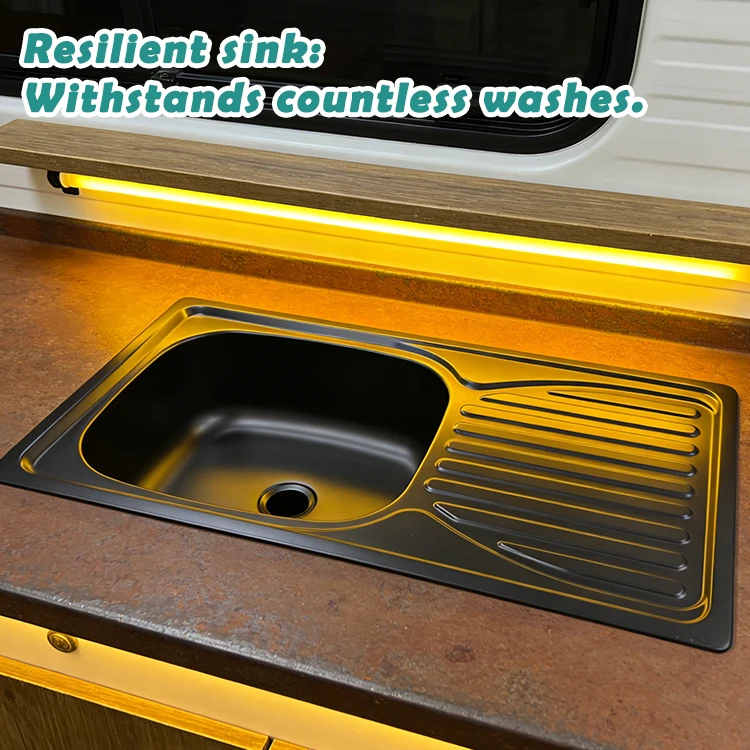Black Coating Stainless Steel Kitchen Sinks for RV Camper Van Caravans Motorhome - view 4