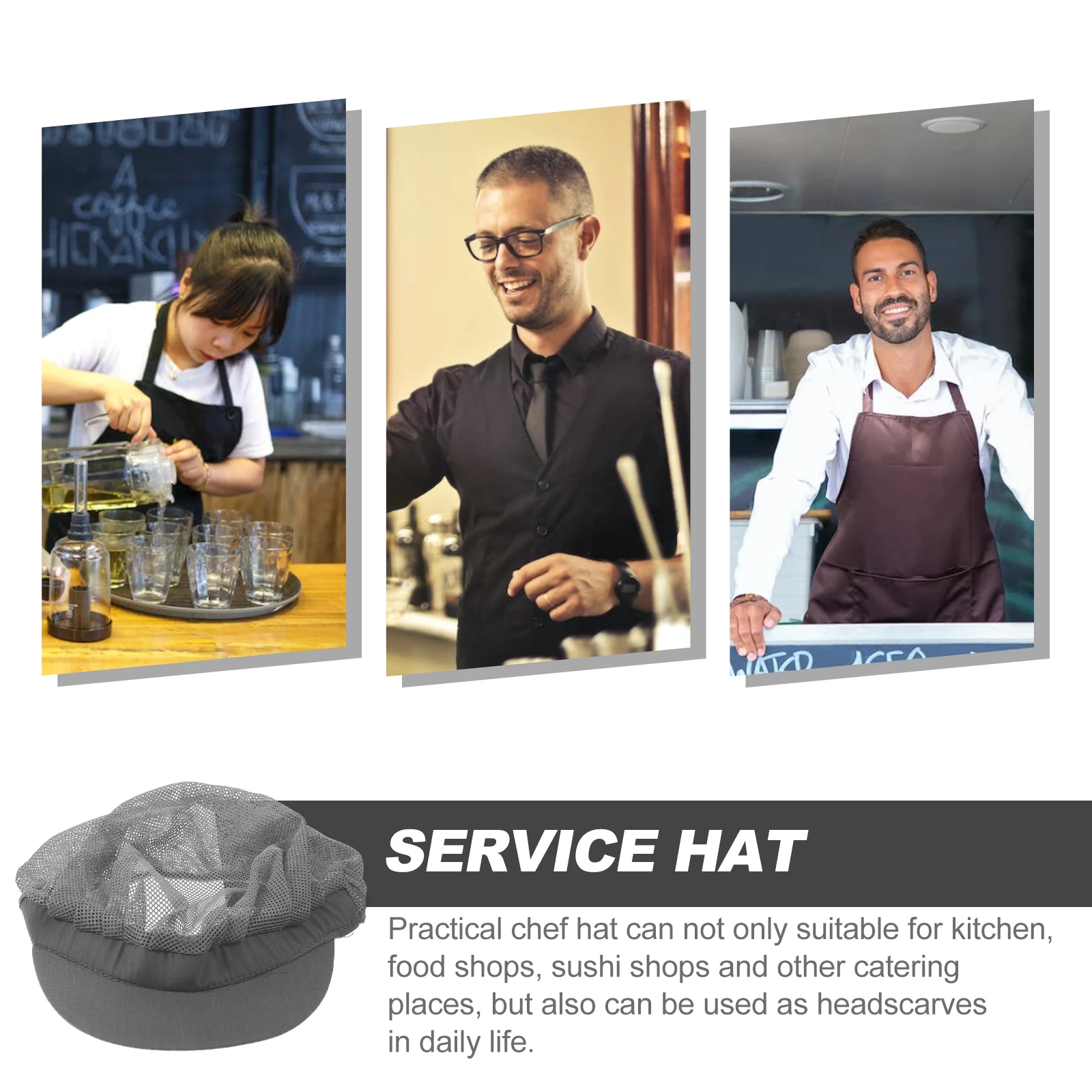 

Chef Hat Kitchen Chef Cap Waiter Hygienic Food Factory Men Women Dining Gray Full Network Cotton Catering Breathable Anti Dust